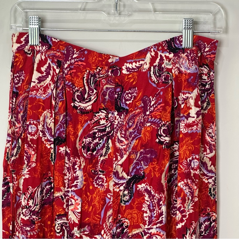 Free People Paisley Flowy Pant Red Wide Leg - Picture 5 of 11